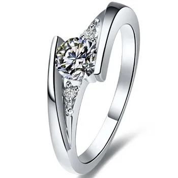 0.5 Ct Testet Real D Moissanite Ringe 14K White Gold Smykker Kvindelige Engagement Ring Strålende Stjerne Twist Indstilling