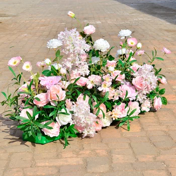 100X40cm Kunstige arch blomst række tabellen Blomst Silke-pæon Blomster med Skum ramme runner kernen Bryllup baggrund indretning