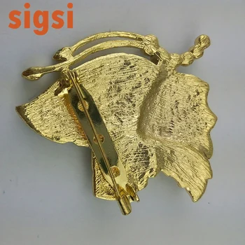 100pcs Bedst sælgende 50mm gyldne tone Butterfly bladform Rhinestone krystal Korea og Hvidguld smykker tilbehør sikkerhedsnål
