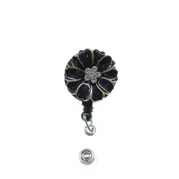 100pcs Mode Blomst emalje Rhinestone/pearl Elegante Udtrækkelig Crystal ID-Kort Badge Indehaveren/badge-hjuls for sygeplejerske/gave