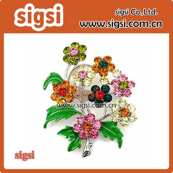 100pcs engros smuk Blomst med blade akryl rhinestone brocher pin-kode til bryllup invitation/gift/party