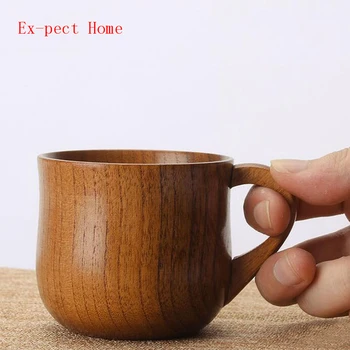 100pcs/masse Kinesiske Stil Naturlige Jujube Træ-Te Kopper Træ-Håndtag Kopper Drinkware Køkken Tilbehør 7.5*6.8 cm