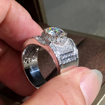 10K Au417 hvidguld Man Wedding Party Engagement Ring 2Carat Runde Moissanite Diamant Ring Klassiske, Trendy og Elegant