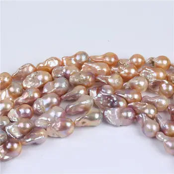 15-18mm stor kerneholdige barok perle i løs strand kæmpe hul naturlige pink barok perle sting halskæde