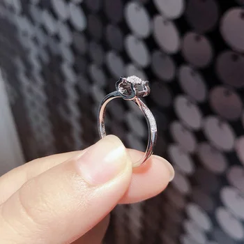 18K Au750 Hvid Guld Ring 0.15 Carat Natur Diamant Ring bryllupsfest Engagement Jubilæum Elegante Mode