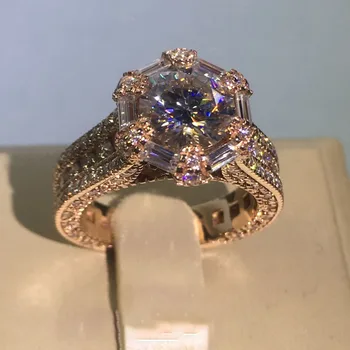 18K hvidguld 3 Carat Runde Moissanite Diamant Ring Kvinder bryllupsfest Jubilæum Engagement Ring Elegant