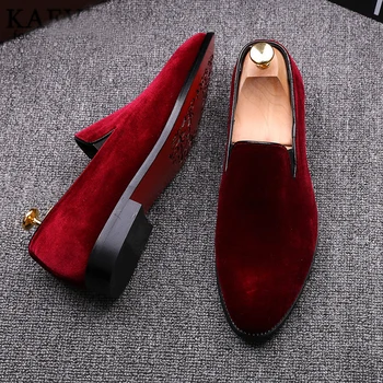 2016 Vintage Velvet Mænd Casual Sko Sommeren Grønne Loafers Åndbar Lejligheder Tøfler Mocassins Red Bunde Mænd Sko Shoes Hombr