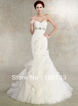 2018 Crystal Lace Applique Havfrue indkøbskurv indkøbskurv kæreste brudekjole vestido de noiva kjoler til brudens mor