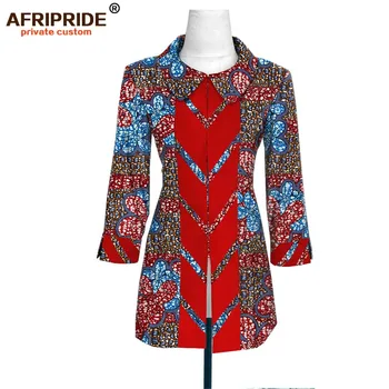 2019 Afrikanske Kvinders mode tøj ankara frakke med foer print i høj kvalitet, syet toppen ren bomuld AFRIPRIDE A1924004