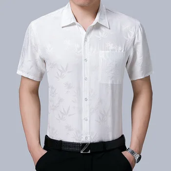 2020 Nye Sommer Silke Kjole Hvid kortærmet Skjorte Formelle Shirts til Mænd af Høj Kvalitet Herrer Camisas KJ1951