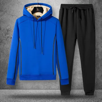 2020 Nye Vinter Herre, Varm Fleece Træningsdragt Fashion Hættetrøjer+Sweatpants Sæt Casual Suits Mand Sporswear Jogging Sæt 5XL