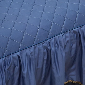 2020 ny 60 Tælle Satin bomuld Latex quiltning Bed sprede Lagen Pudebetræk 2/3 pc ' er plisseret blonde Prinsesse sengetøj.