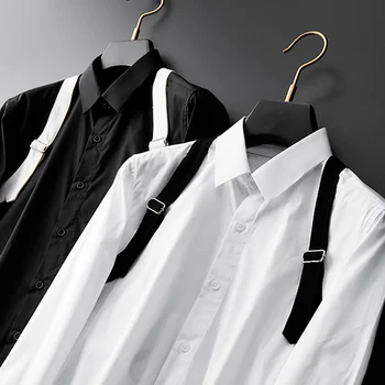 2021 Høj Kvalitet Skjorter til Mænd Stropper Farve, Kontrast Syninger Casual Kjole Skjorte Slim Fit Streetwear-Sociale Parti Tuxedo Bluse