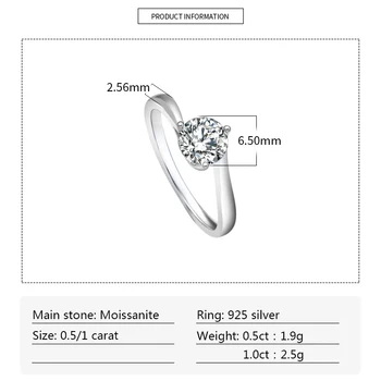 2021 Kvinder 925 Sterling Sølv Ringe 1 Carat Famale Hustru Bryllupsfest Diamant Smykker Forslag Parret For Par Ring Hot Gave