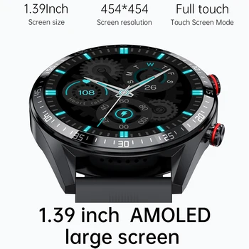 2021 Nye 454*454 AMOLED-skærm, smart ur Altid vise tiden bluetooth opkald, lokal musik Vejr smartwatch for mænd Android