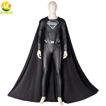 2021 Superhelt Zack Snyder Cosplay Kostume Sort Jakkesæt Buksedragt med Kap Støvler Halloween Tøj til Voksne Mænd Custom Made