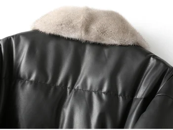 2021 Vinter mode kvinders pels krave af ægte læder og pels i høj kvalitet fåreskind ægte læder jakker C849