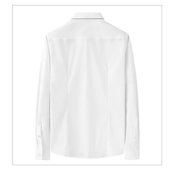 2021 efterår og vinter nye ikke-jern high-end solid farve mænd ' s langærmet skjorte broderi alle-match rene hvide herreskjorter