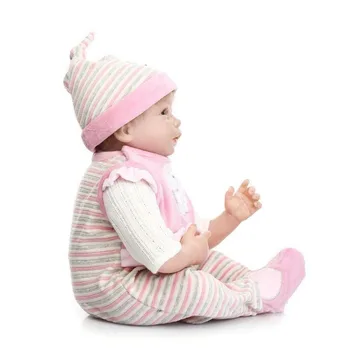 22 Tommer 55 Cm Hånd Realistisk Reborn Baby-Blød Silikone Pink Pige Dukke med Tøj, Baby Dukker Pædagogiske