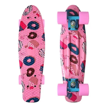22 Tommer Cruiser Skate Board Mini Penny Board Tegnefilm Graffiti Pink Komplet Skateboard Rejse Bærbare Børns Fisk Bord