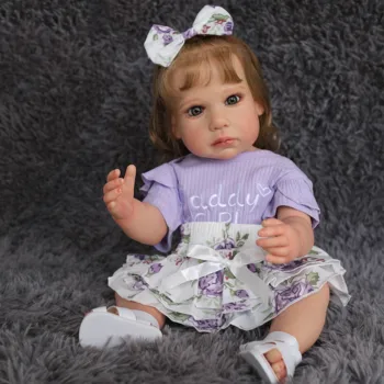 22 Tommer Reborn Baby Dolls Fuld Silikone Krop Bebe Genfødt Lilly Lille Barn I Live Legetøj Gaver Til Børn