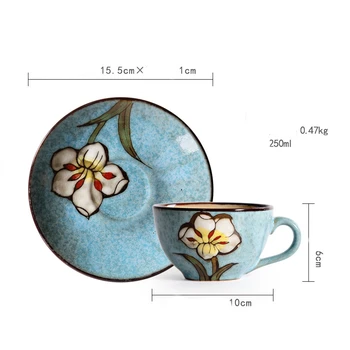 250ml Japansk Te-Sæt Kop Kaffe Krus, Kopper Med Skuffe Kop Kaffe Te Xicaras Para Cafe Porcelana Coffeeware Drinware