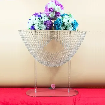 28Inch Bølge-formet Krystal-Reception Dekoration bryllup blomst Kontinental akryl crystal afsnit Blomst Stå