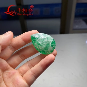 29x40mm Pear shape naturlig krystal tilføje glas grøn farve, løs sten