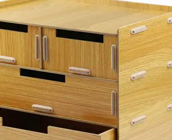 3-lags drawer-type træ-desktop-fil med multi-lag opbevaring boks rack-kabinettet
