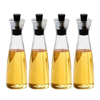 4 Olivenolie Dispensere, Glas Køkken Flasker, Cruet & Eddike, Flydende Krydderi Container, 500 ML Glas Karaffel Køkken