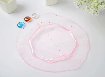 40cm 500pcs Pink Candy Tasker Til Bryllup, Runde Jul Organza Poser Gave Emballage Poser Kvinder Snor Taske Pakke Skærm