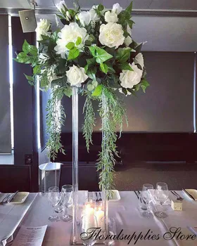 4STK bryllup dekoration blomst stå akryl vase bryllup pillarswalkway stå krystal vaser til tabel centerpieces