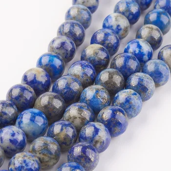 5 Strand 8mm Naturlige Lapis Lazuli Runde Perler dele til smykkefremstilling DIY Tilbehør, Royal Blue,om 46pcs/strand
