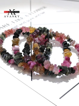 5A Naturlige Farvede Turmalin Crystal Enkelt Lap Armbånd Halskæde Til Kvinder, Pige Fødselsdag Gave Frisk Armbånd Mode Smykker