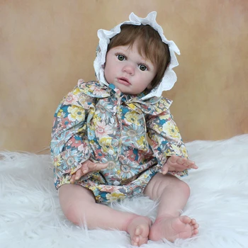 60 CM 3D-Maling Skin Silikone Genfødt Toddler Baby Dukke Til Pige Klud Krop Toy Realistisk Som Rigtig Prinsesse i Live Bebe Kjole Op
