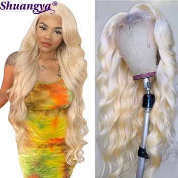 613 Blonder Frontal Paryk 13×4 Blonde Body Wave Lace Front Wig For Sorte Kvinder Peruvianske Remy Human Hair Lace Parykker Shuangya Hår