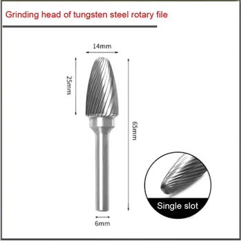 6stk 6 8 10 12 14 16 mm enkelt slot Elektrisk kniv med slibning af metal hoved,Metal wolfram stål, slibning hovedet roterende file