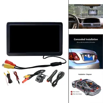 7 inch Backup-Kamera med Monitor 170° Vidvinkel Afstand Linjer HD-Linse, 4 LED Lys Kamera Parkering Kamera Kit Bil Lastbil SUV