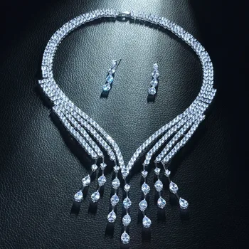 8 Nye Mode Halskæde og Øreringe Smykker Sæt Vand Drop Form for Kvinder Mode Smykker Party Gave Bijoux Femme S346