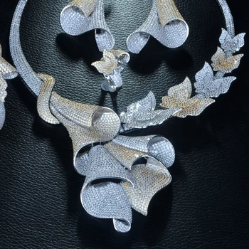 8 Unikke Luksus Geometriske Design Afrikanske Cubic Zirconia Nigerianske Smykker Sæt til Kvinder Perler Bryllup Brude Smykker SetsS330