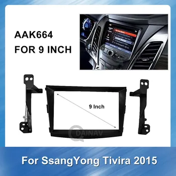 9 Tommer Bil DVD-Afspiller Ramme For SsangYong Tivira Panel Dash Kit Installation Frame Trim Bezel