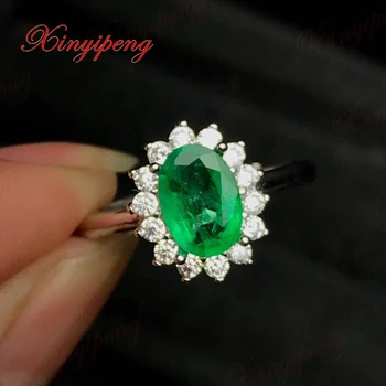 925 sølv indlagt naturlige smaragd ring design er smukt