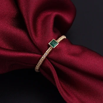 Aazuo Real 18K Gul Guld med Ægte Diamant H SI Naturlige Emerald Prati-Pladsen Ringe begavet for Kvinder Au750