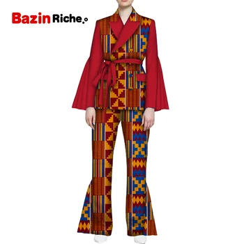 Afrikanske Dashiki Tøj Blazer Top og Pants Sæt 2 Stykker, der Passer til Kvinder Part, der Passer WY6102