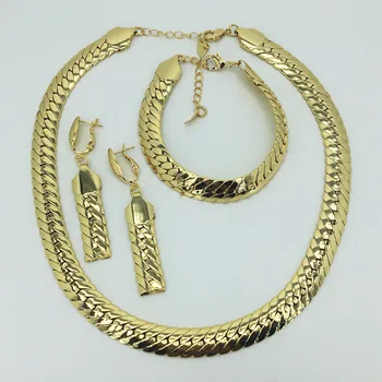 Afrikanske smykker sælger charme kvinder halskæde øreringe Dubai guld smykker til kvinder bryllup bride sat rejse sæt