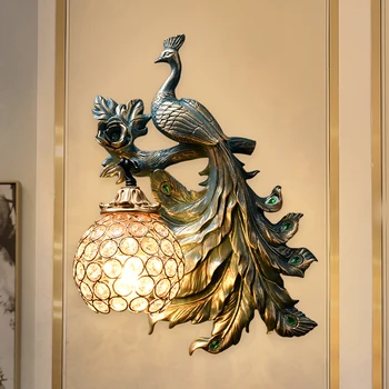 American Retro Peacock Væglampe Home Decor Loft Væg Lampe Til Stuen, Gangen Restautant Indendørs Indretning, Belysning Væg Sconce