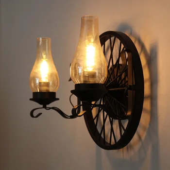 American Vintage væglamper petroleumslampe 2 Hoveder E27 Edison LED Indendørs væglampe til Hjemme-Stue, Restaurant Belysning