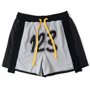 Amerikanske high street trendy RRR123 mænds mesh beach shorts high street hip hop løs oversize shorts farve syning shorts