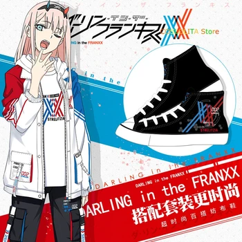Anime-Darling i den FranXX NUL TO Lærred Sko til Kvinder, Mænd Studerende Ankel Støvler Sneakers Efterår og Vinter på Højt Top Sport Sko Gave
