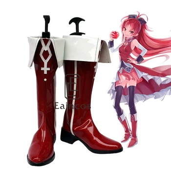 Anime Puella Magi Madoka Magica Sakura Kyoko Røde Støvler, Cosplay Parti Sko Custom Made